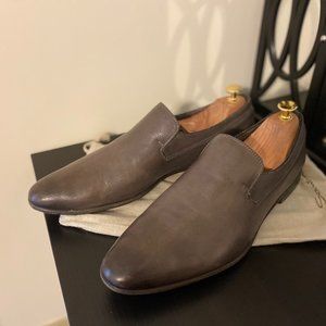 Santoni men's leather slip-on loafers